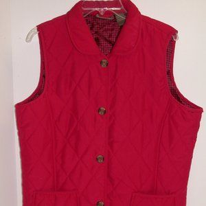 Jane Ashley Quilted Sleeveless Vest Front Patch Pockets ~ Red ~ Size XL